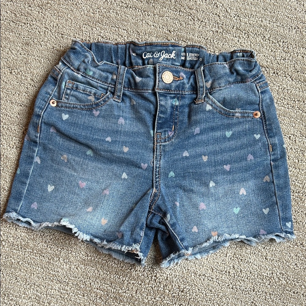 Cat & Jack Blue Denim Shorts with Heart Pattern